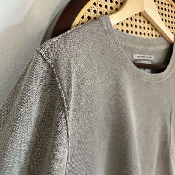 Khujo Rooftop Brand Washed Tan Gray Long Sleeve Sweatshirt Size L - Picture 2 of 7